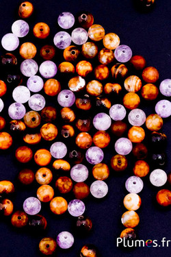 Perles en pierre naturelle - Ø 7 mm, trou 1 mm - mixte marron-lilas